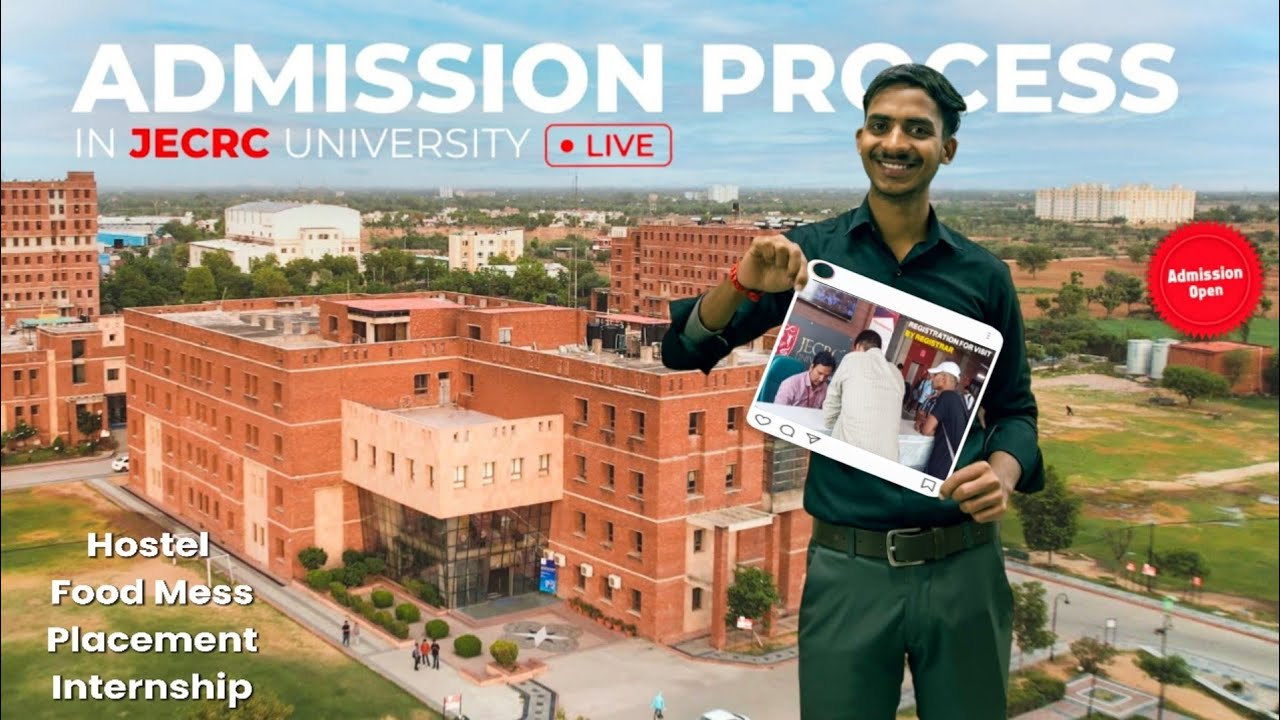 JECRC University Jaipur 🔴LIVE Admission Process 2025 | Reviews + Hostel, fee, Placement, Campus Tour