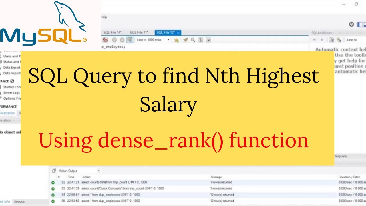 SQL Query to Find Nth Highest Salary Using Dense Rank Function