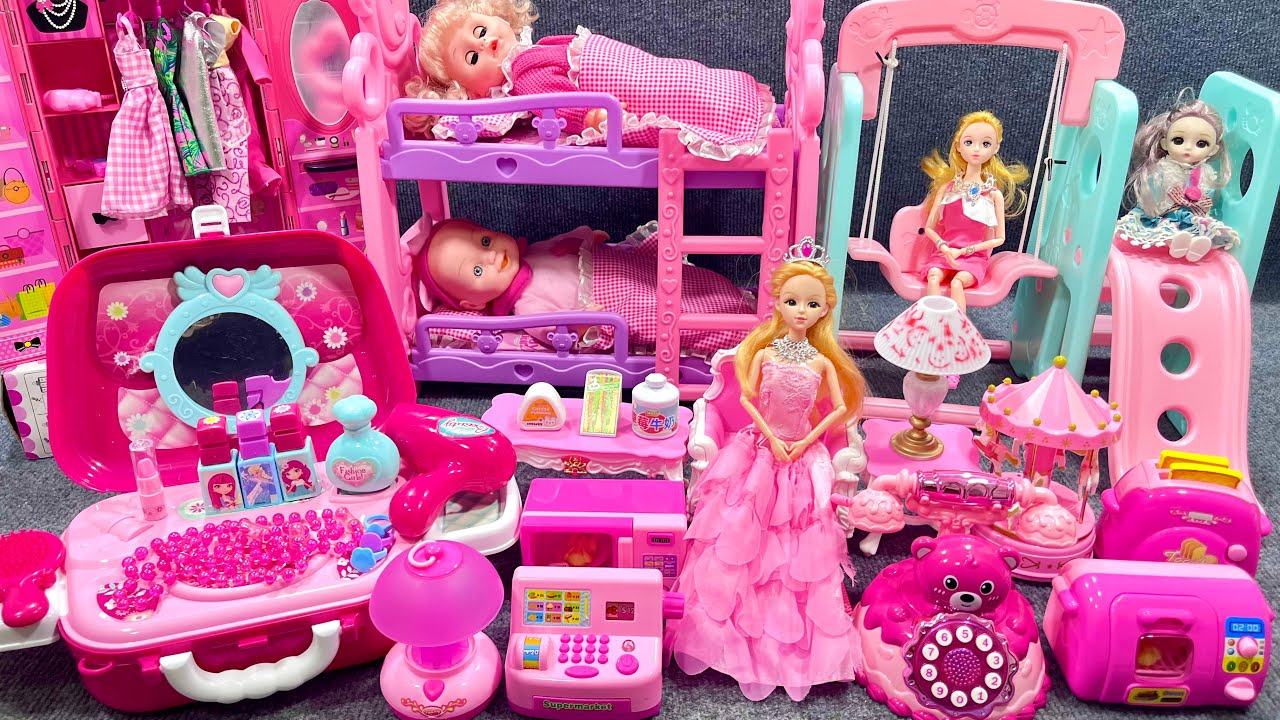 15 Minutes Satisfying with Unboxing Barbie Princess Pink House, Rock Bed Play Set Review Toys | ASMR