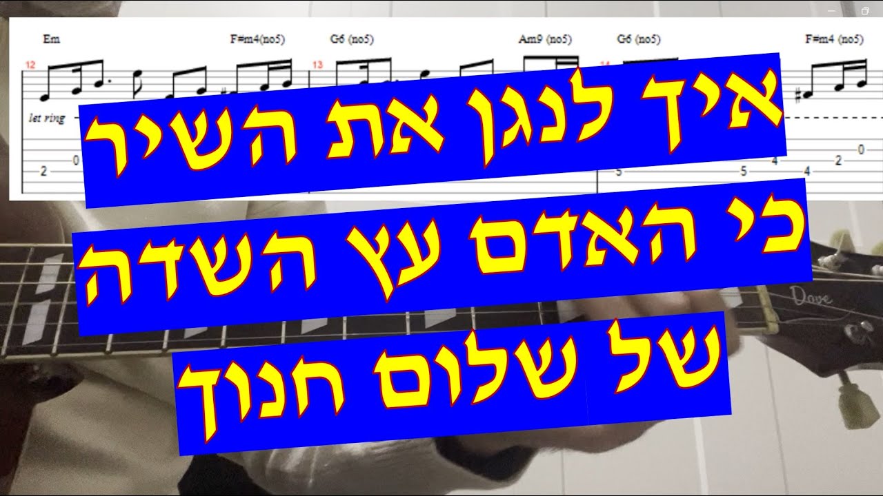 כי האדם עץ השדה - איך לנגן את השיר בגיטרה עם אקורדים טאבים ותווים