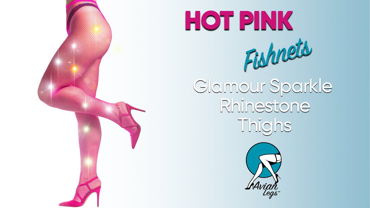 Hot Pink Rhinestone Fishnet Tights