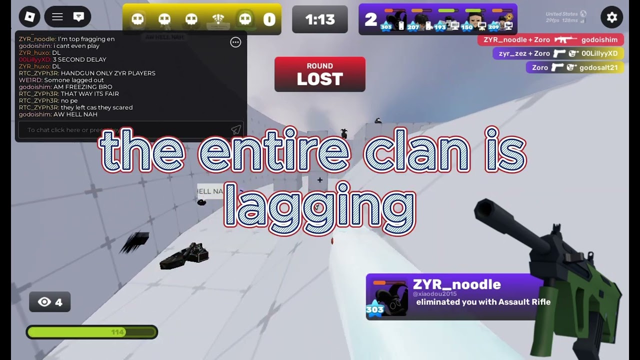 doing 5v5 with a clan (clan war we lagged alot and we left)