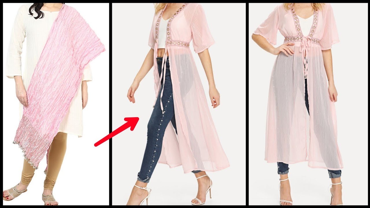 DIY Long Shrug From Old Dupattas/Sarees/Leftover Fabric In Just 5 Minutes|Reuse old Saree/Dupatta