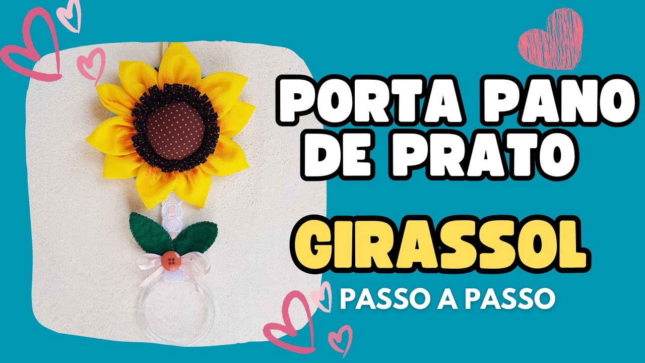 FAÇA E VENDA - Porta Pano de Prato GIRASSOL de Fuxico e  com CD reciclado -  Super Fácil