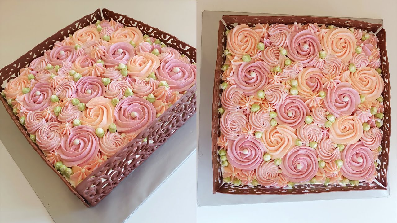 Easy Floral Cake Tutorial | කාන්තාවකට සුදුසු ලස්සන මල් කේක් එකක් මුල සිට හදමු.