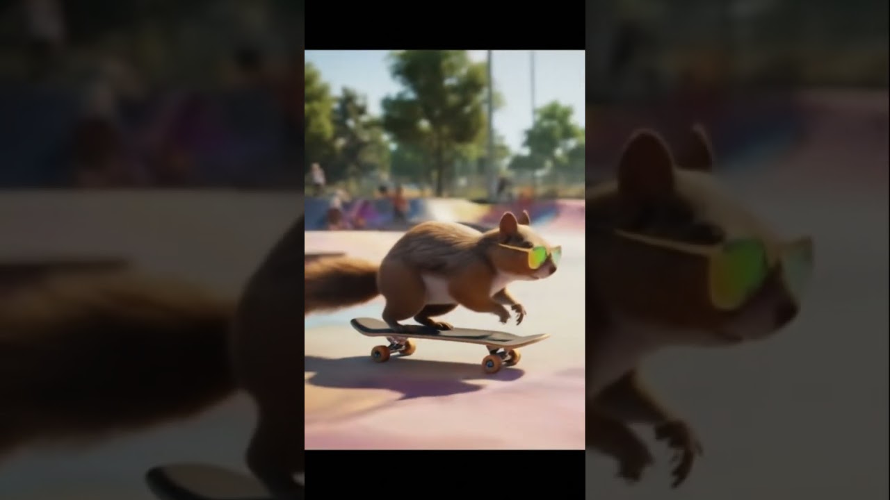 Chill squirrel ￼fr? #squirrel #AI #fyp #chill #skateboarding #vibes