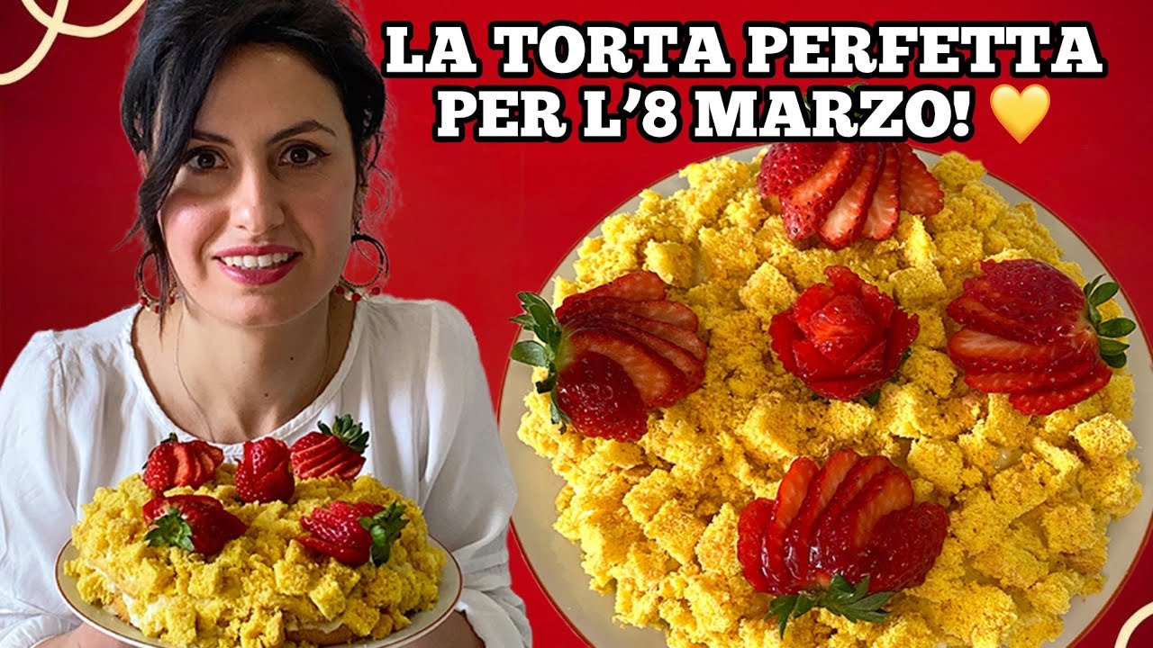TORTA MIMOSA ALLE FRAGOLE 🍓🌼 Ricetta Facile e Veloce per la Festa della Donna