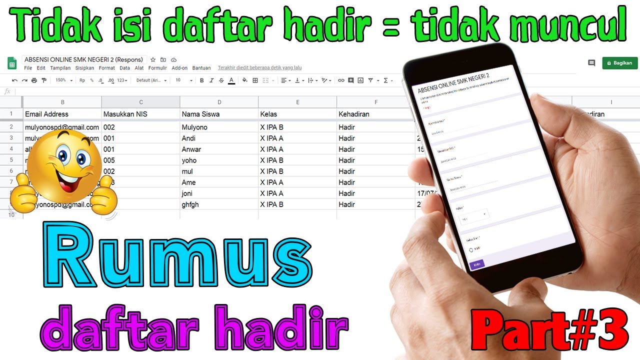 MEMBUAT ABSENSI ONLINE BISA ISI BERULANG PART#3 RUMUS REKAP DAFTAR HADIR SISWA