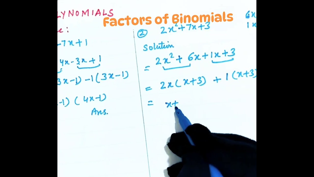 Factors of Binomials by splitting the middle term method 