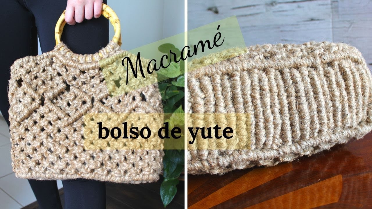 MACRAMÉ |COMO HACER UN BOLSO DE YUTE CON BASE \ MACRAME JUTE BAG WITH BASE