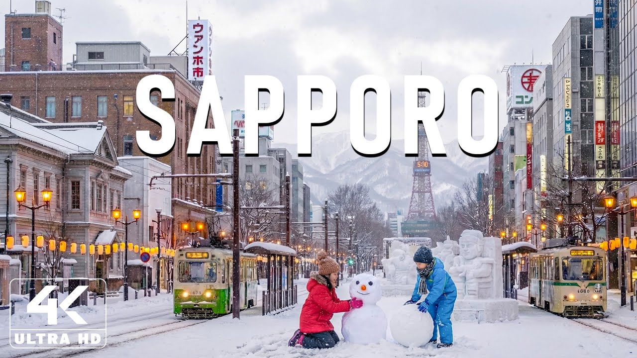 Зима в Саппоро 4K ❄️ Снежный фестиваль в Саппоро, заснеженные парки и зимнее спокойствие на севере