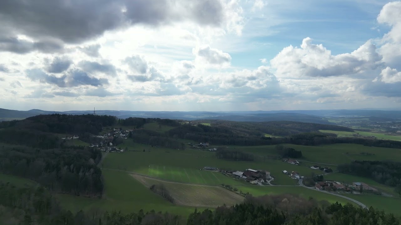 DJI Mini 3 Pro Drone flight through the Rhön and to Ebersburg Castle