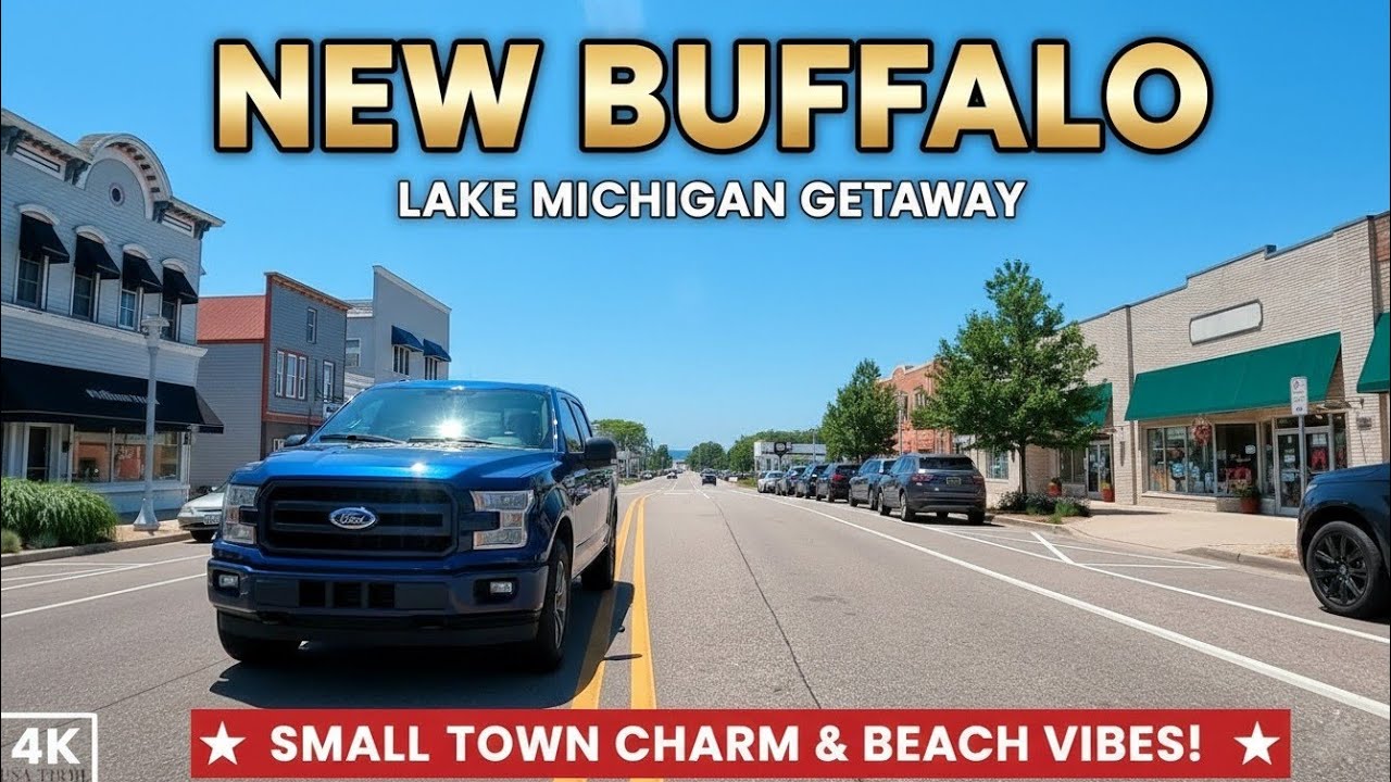 4K Driving in New Buffalo - A Beach Town - Michigan - HDR - USA