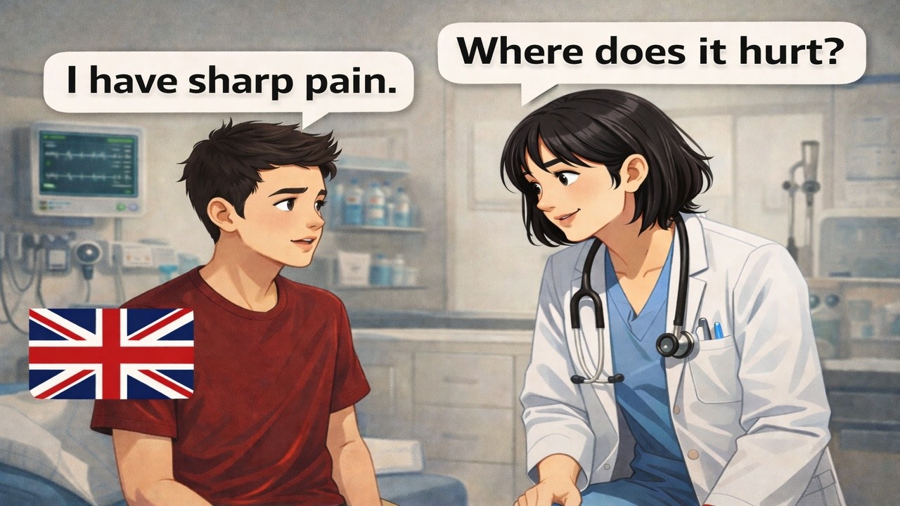 I Have Sharp Pain! – English Conversation at the Doctor