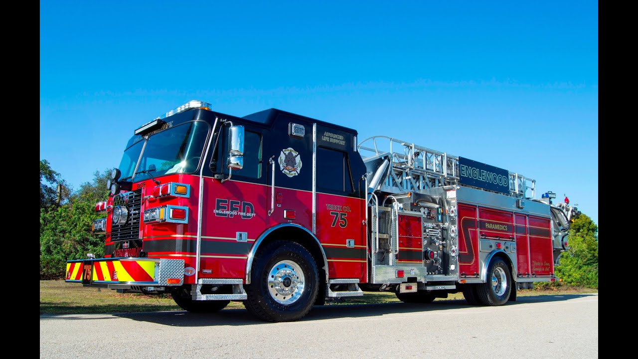 SFEV - Englewood Fire Department's new Sutphen SP70 aerial platform - TRUCK 75