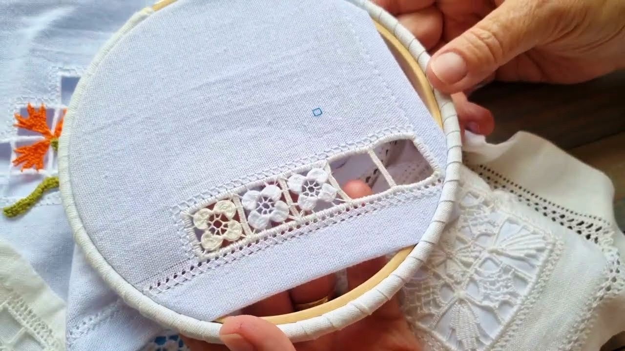 BAINHA ABERTA ITALIANA: como fazer ponto bordado da Itália para um pano de prato cheio de requinte
