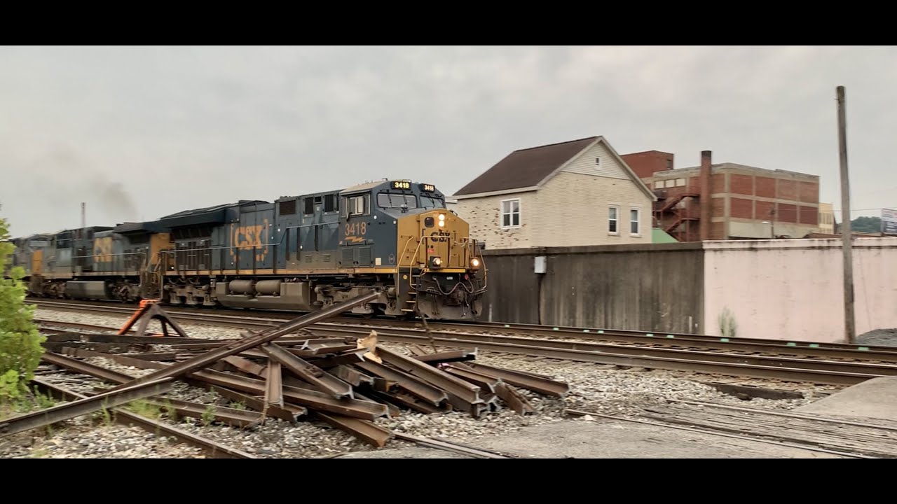 Abandoned RR Tracks At 4 Track Crossing, BIG Coal Train Almost 1,000 Axles & Trains Cross Trestle!