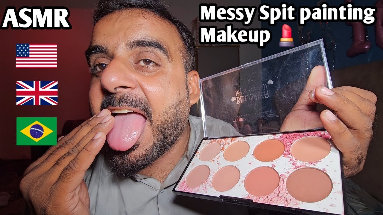 ASMR - Messy spit painting your makeup 💄( Mouth sounds & hand movements )