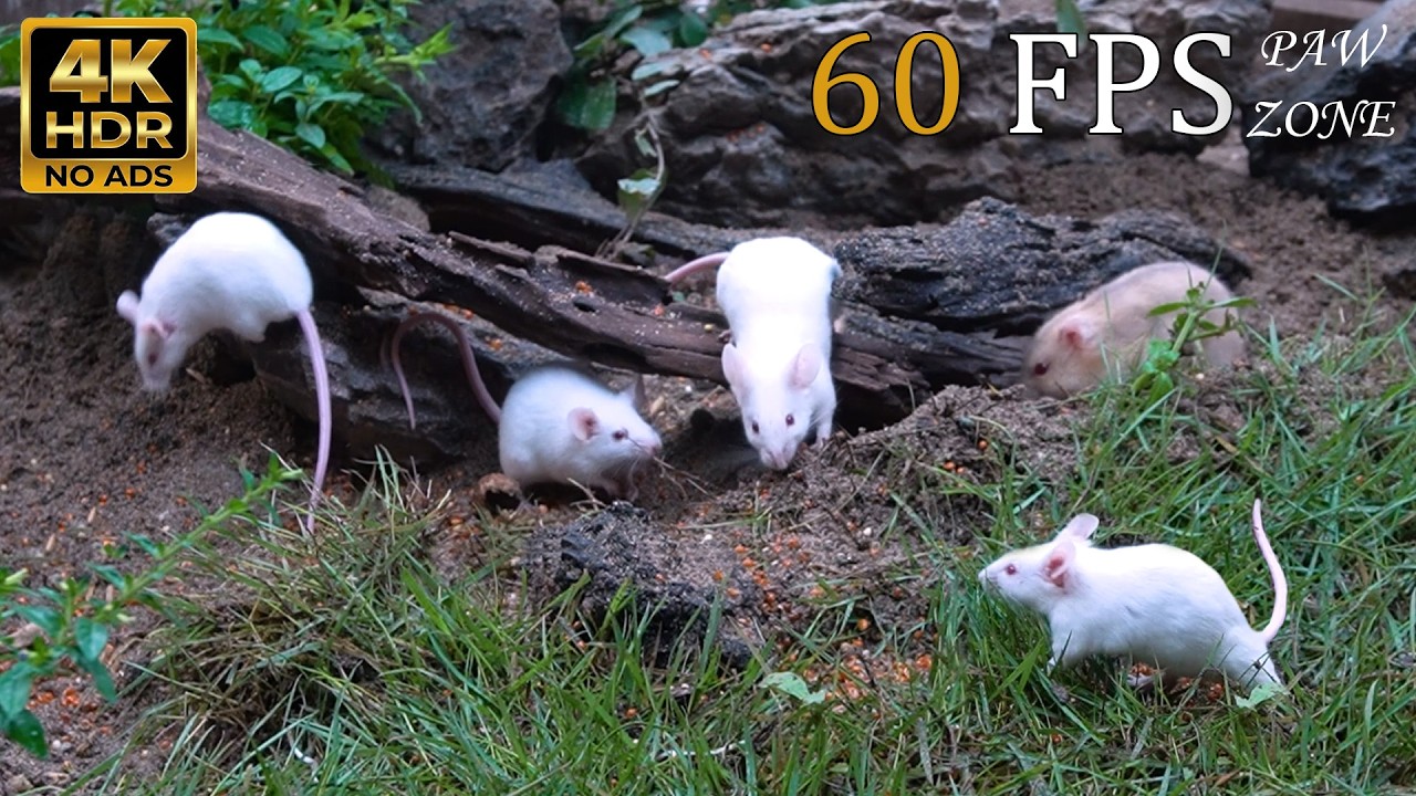 [NO ADS] CAT TV 😺 Ancient Forest Floor: White Mouse Colony & Hidden Burrow Quest 🐭🌳 4K