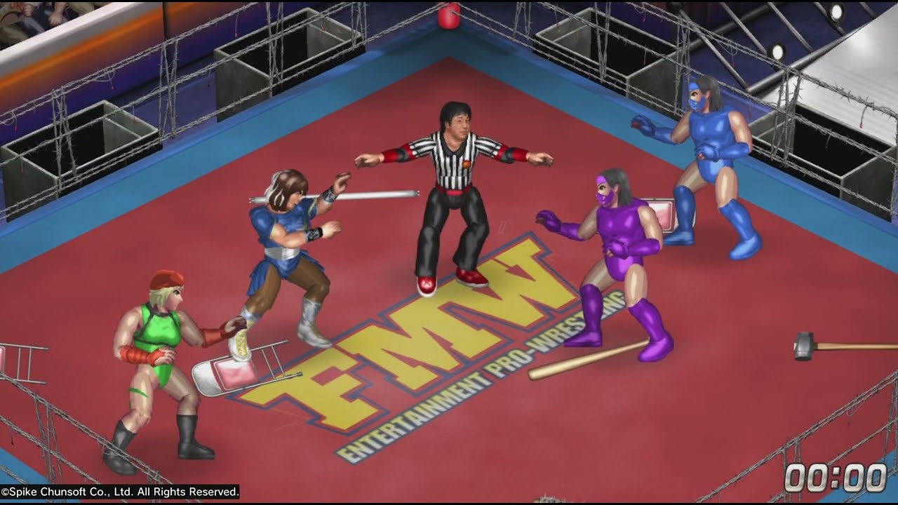 Chun-Li and Cammy vs. Mileena and Kitana in a Barbed Wire Deathmatch