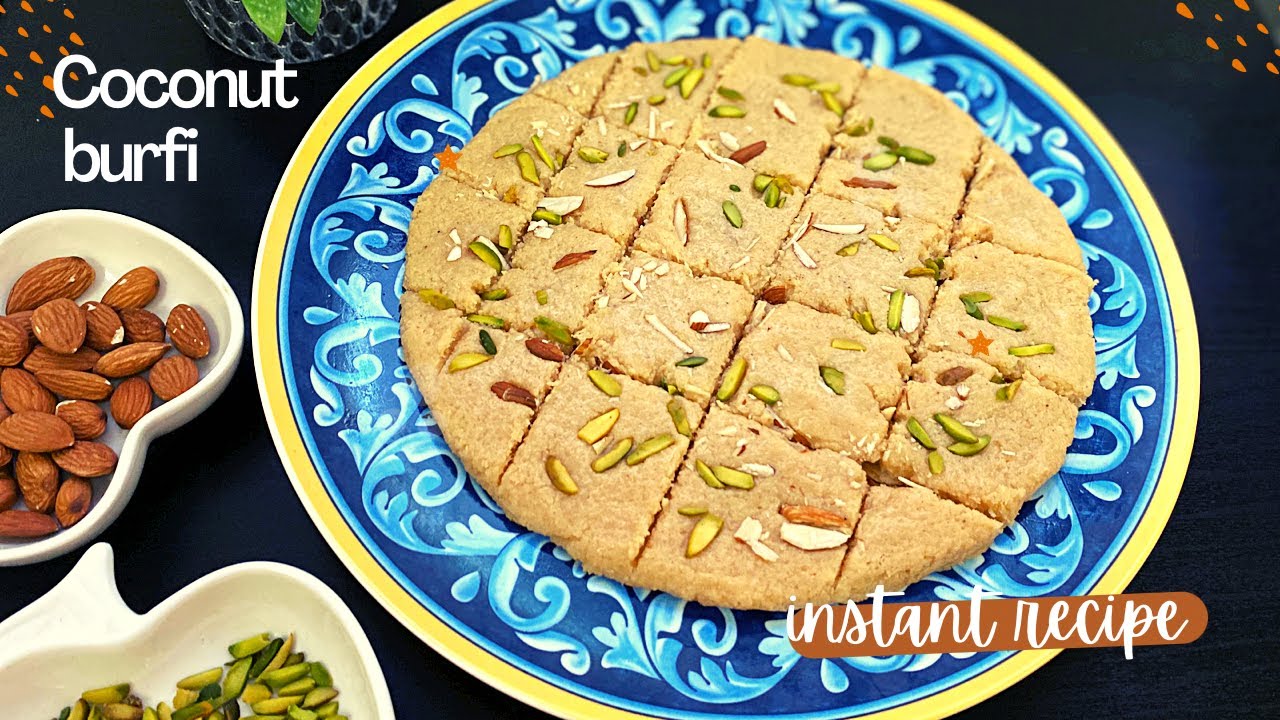 Instant coconut Burfi | coconut burfi with milk powder #coconutburfirecipe