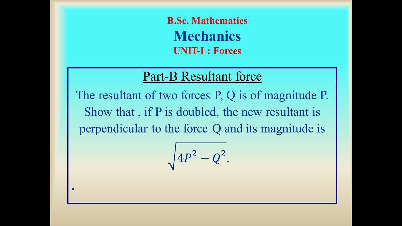 Resultant forces # Mechanics # In Tamil 