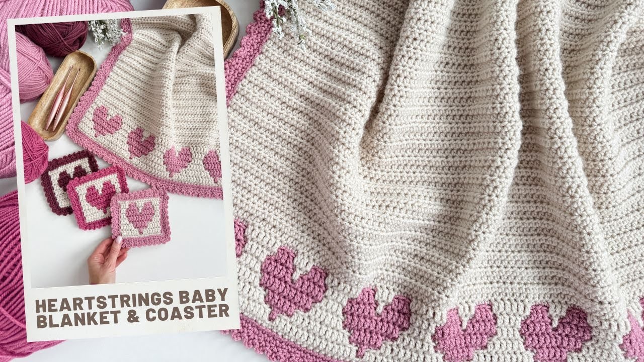 Heartstrings Baby Blanket & Coaster - Overlay Mosaic Crochet
