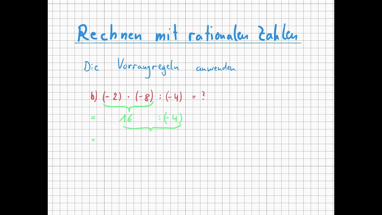 Rechnen mit rationalen Zahlen 6 - Beachtung der Vorrangregeln