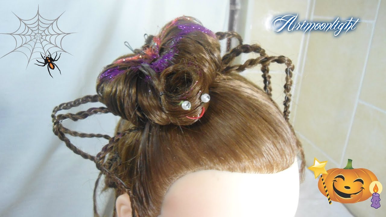 peinado araña para halloween/hairstyle halloween spider/прическа Хэллоуин паук