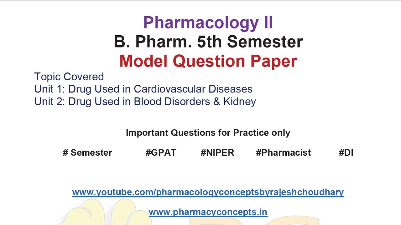 Pharmacology 5th Sem Important Questions | Unit 1 and Unit 2 | Pharmacology MCQs