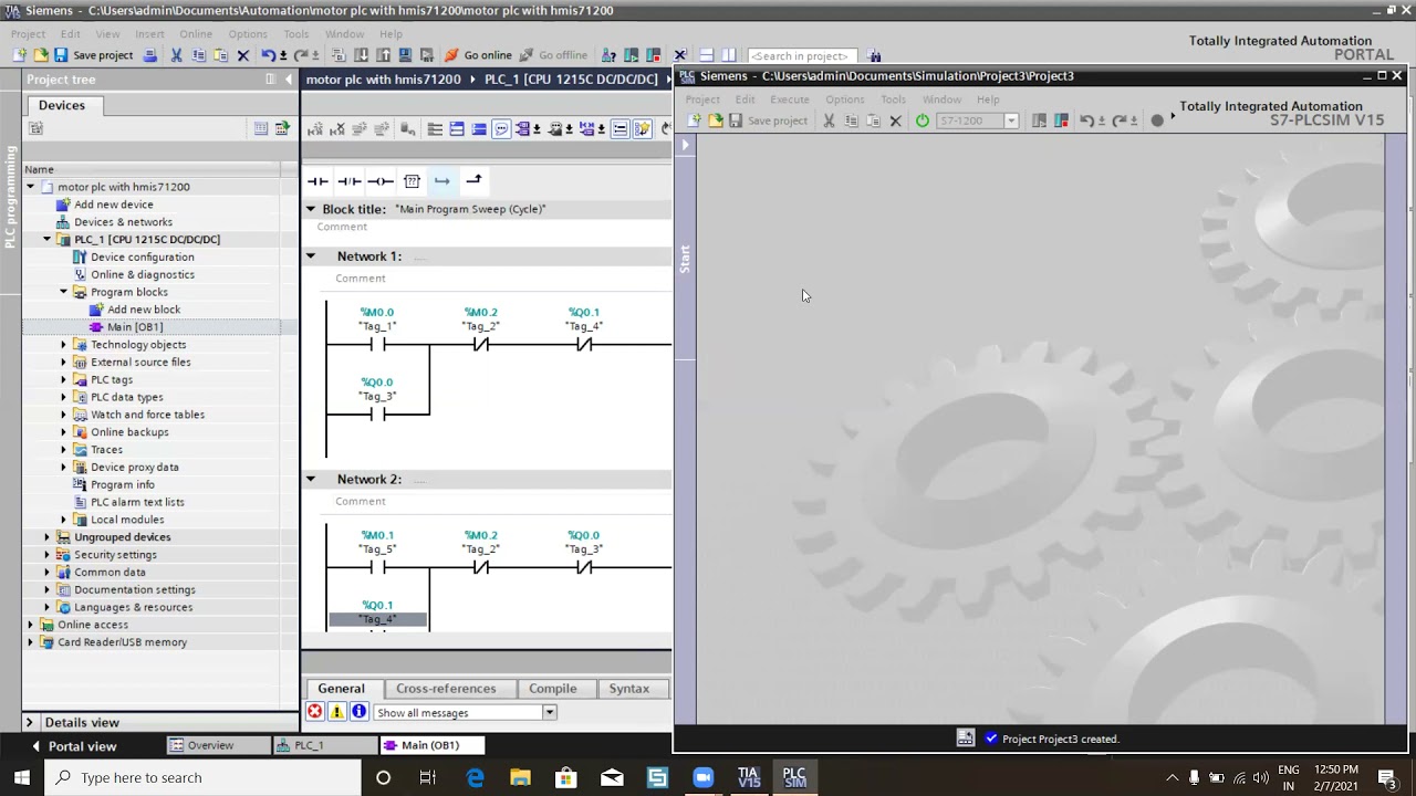 Tutorial - 7 HMI Communication with PLC motor forward reverse direction S7-1200 PLC using TIA Portal