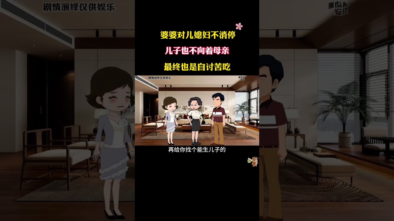 婆婆对儿媳妇不消停 儿子也不向着母亲 最终也是自讨苦吃#情感 #婆媳 #家庭情感故事 #家庭情感动画故事