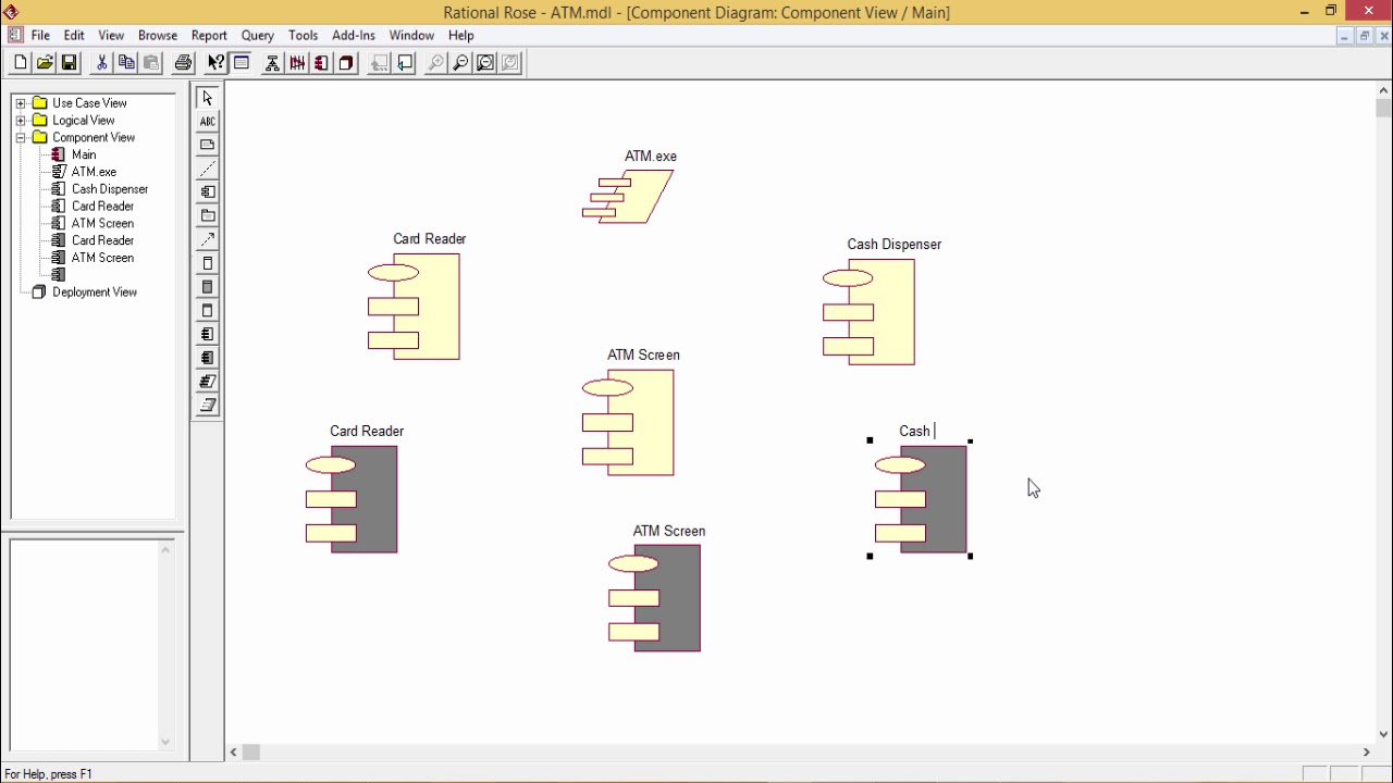 UML - Component and deployment diagrams on ATM transactions