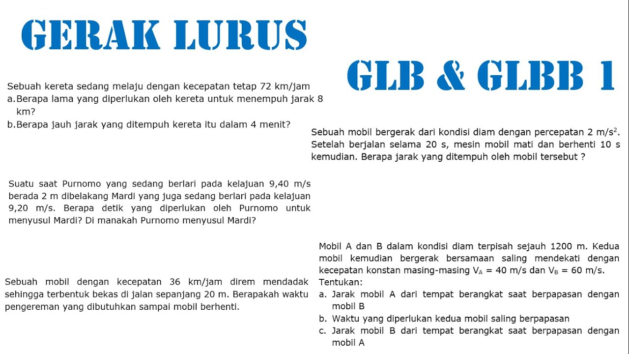 Pembahasan Soal Gerak Lurus | Materi GLB dan GLBB - part 1 (Fisika Kelas 10)