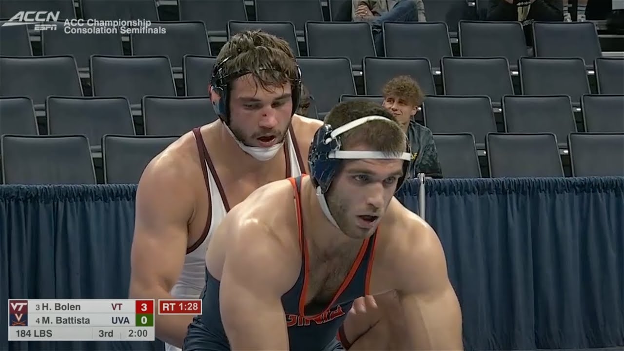 184lbs Hunter Bolen (Virginia Tech) dec Michael Battista (Virginia)