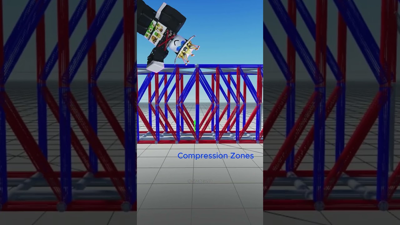 Моделирование нагрузки на мост в #roblox #engineering
