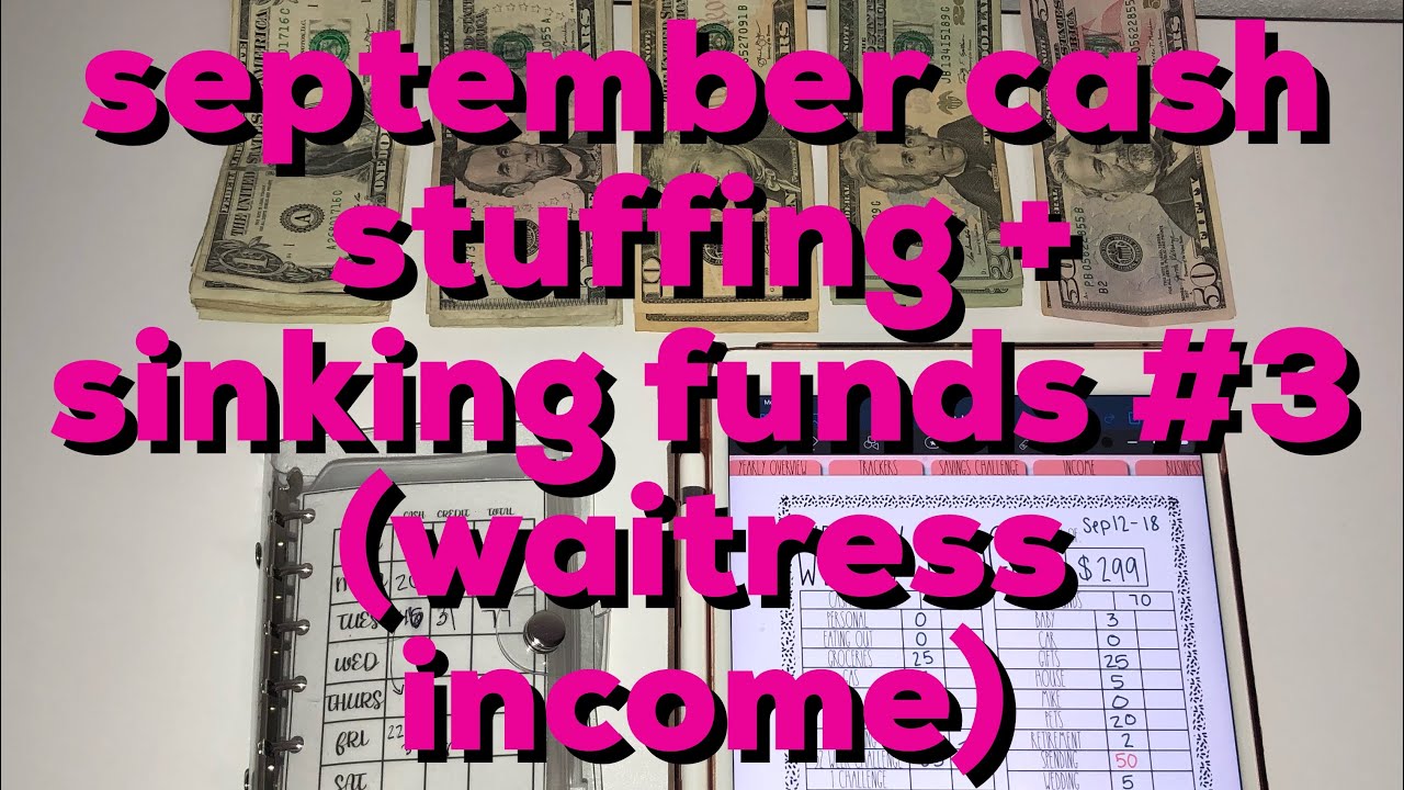 september cash stuffing # 3 waitress income + sinking funds (low income)