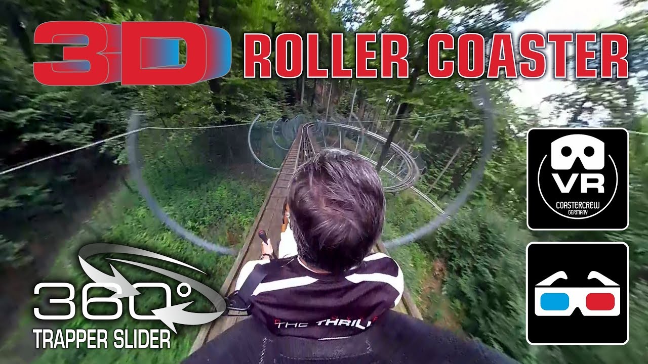 Trapper Slider in 3D - Alpine Roller Coaster @ FortFun- 360&deg; 4K VR180 on-ride Wanderlust #video360