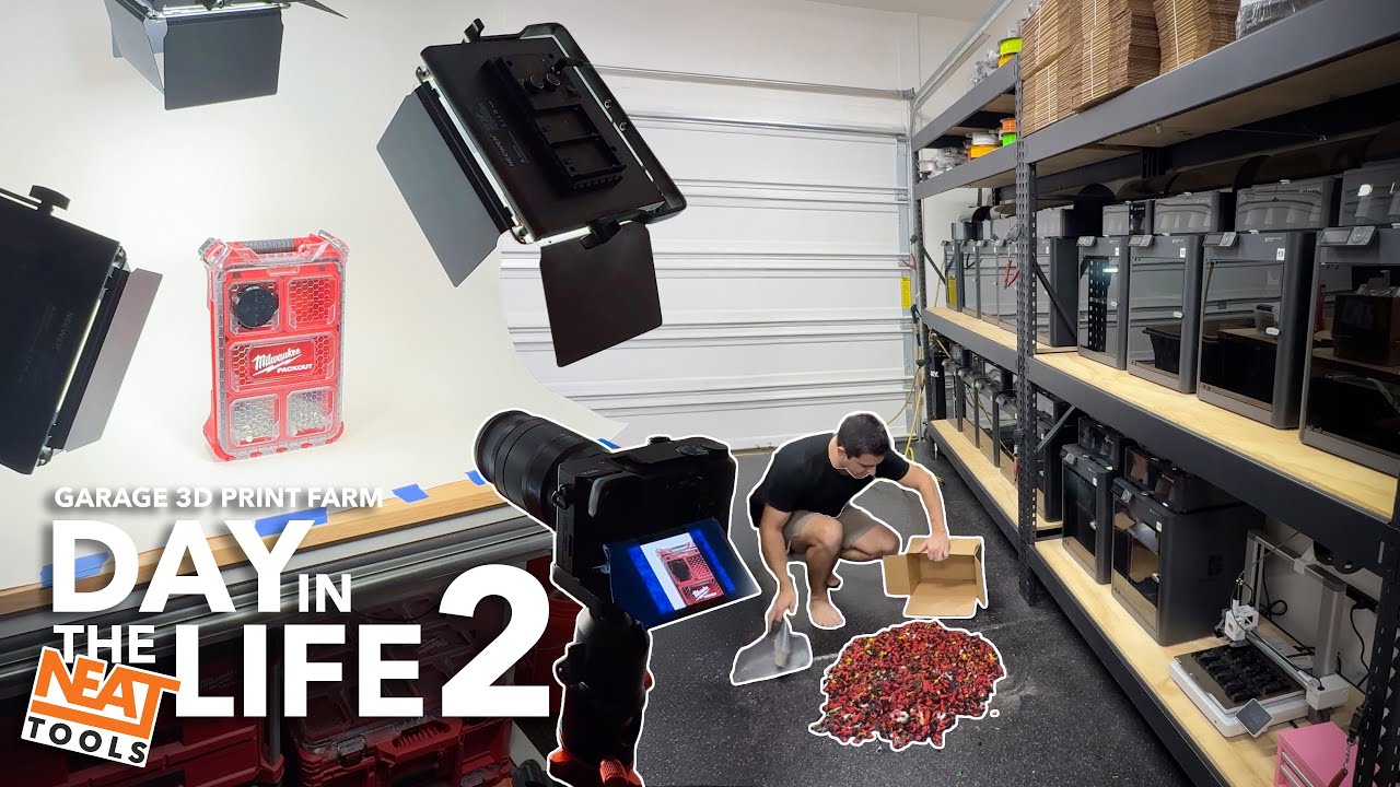 A Day Running My Home Garage 3D Print Farm — How I Shoot Product Photos (Neat Tools)