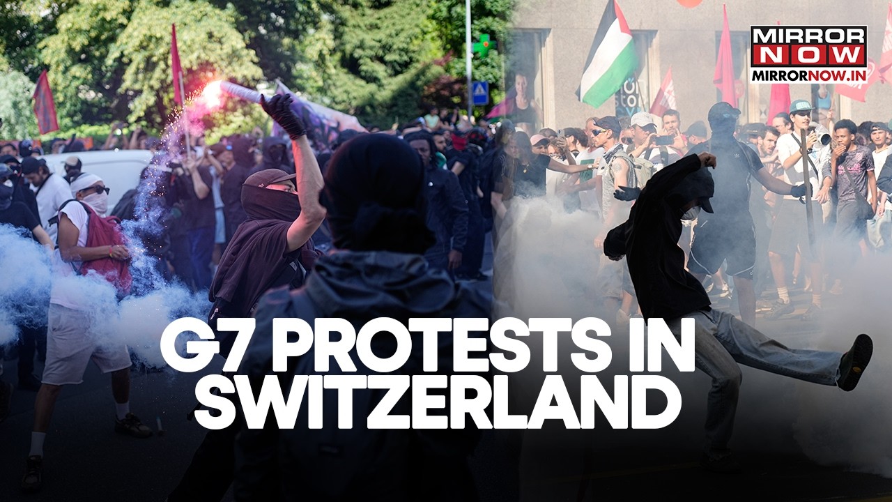 Switzerland G7 Protest Turns Violent: Protesters Smash Windows, Set Car Ablaze, Riot Police Move In