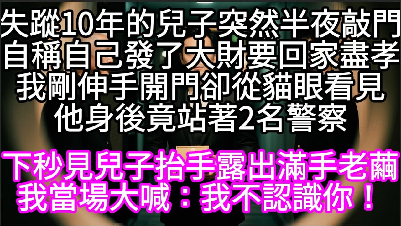 失蹤10年的兒子突然半夜敲門自稱自己發了大財要回家盡孝我剛伸手開門卻從貓眼看見他身後竟站著2名警察