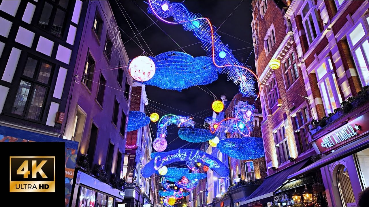 [4K] London Dreamy Carnaby Street Christmas Lights 🌍🌟 and Soho Walking Tour 2023