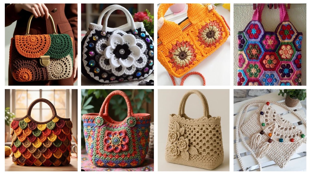 #1 unique stylish crochet hand bags designs/latest attractive crochet purse designs