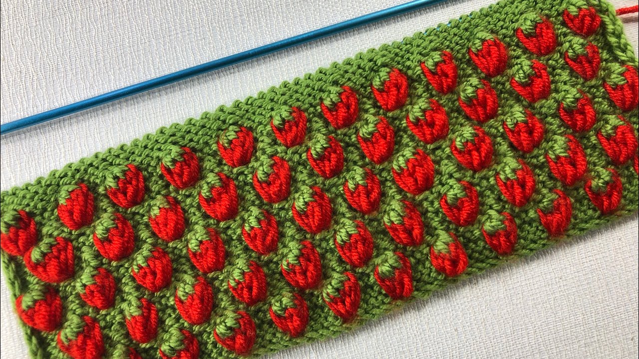 غرز تريكو ( غرزة الفراولة ) knitting stitches patterns