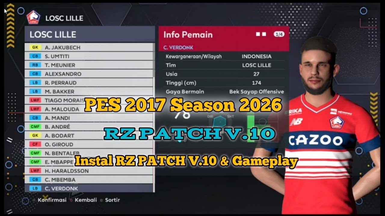 RZ PATCH terbaru V.10 !! Cara instal RZ PATCH V.10 WINLATOR & Gameplay !! PES 2017 Update