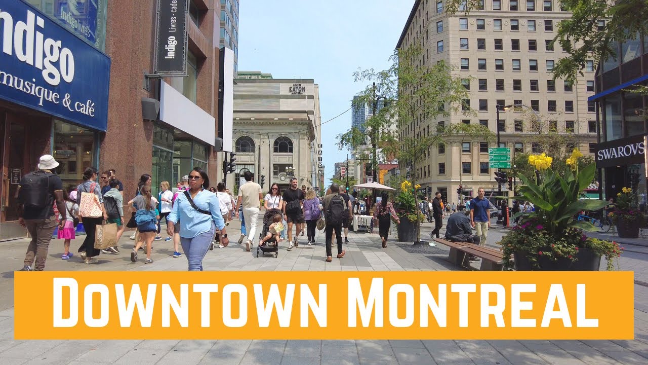 Montreal City Walk: Sainte-Catherine Street, Crescent & René-Lévesque Blvd West in 4K