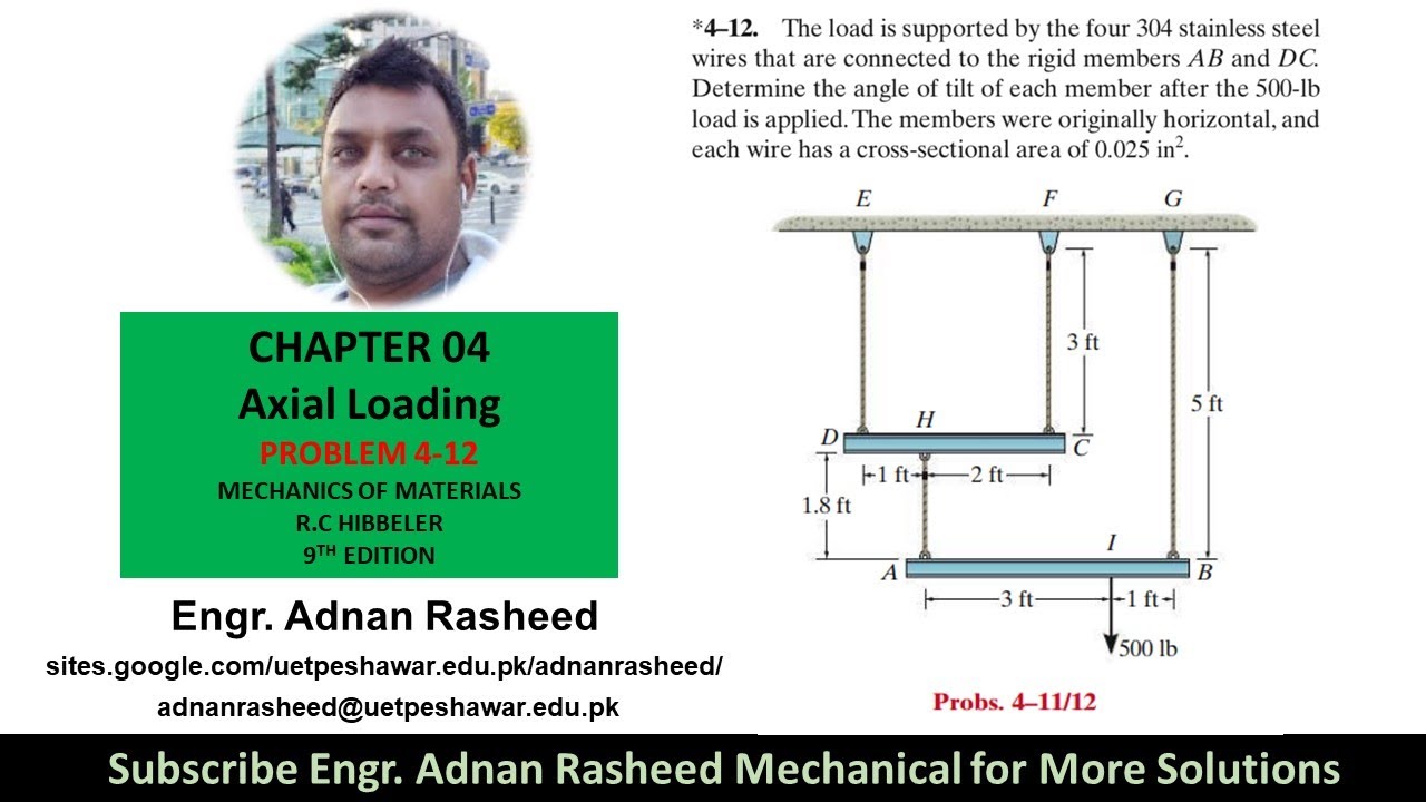 4-12| Chapter 4 | Axial Loading | Mechanics of Materials by R.C Hibbeler 9th Edition|