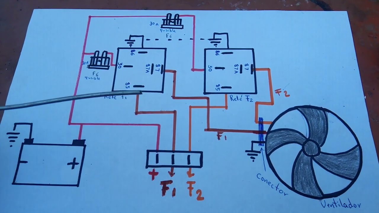 Esquema eléctrico de ventilador de 2 velocidades con bulbo de temperatura para Jetta A3 97.