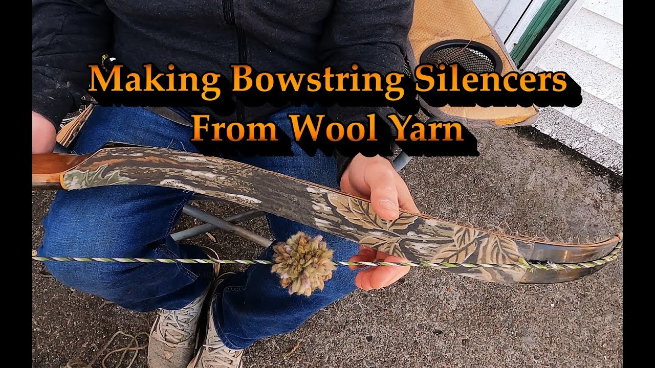 Making bowstring silencers from wool yarn.