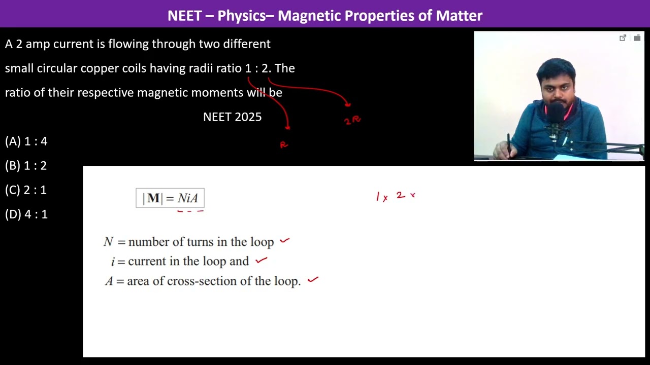 A 2 amp current is flowing through two different small circular copper coils having radii ratio